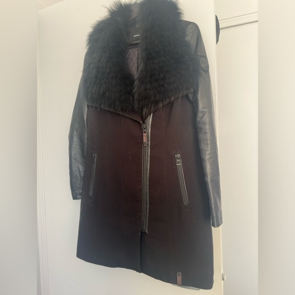 Rudsak FITTED leather PARKA jacket trench l - Picture 4 of 12